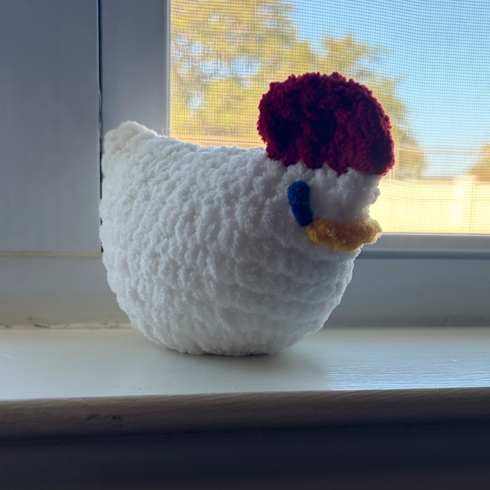 Handmade stuffed chicken - White and Red
